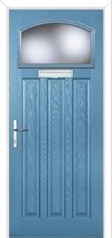 3 Panel 1 Square Glazed Composite Door in Pastel Blue