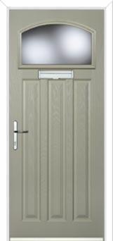3 Panel 1 Square Glazed Composite Door in Pebble Grey