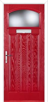 3 Panel 1 Square Glazed Composite Door in Poppy Red