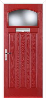 3 Panel 1 Square Glazed Composite Door in Red