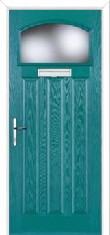 3 Panel 1 Square Glazed Composite Door in Turquoise Blue