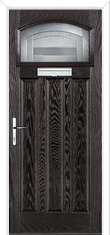 3 Panel 1 Square Havana Composite Door in Black Brown