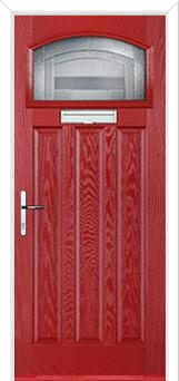 3 Panel 1 Square Havana Composite Door in Red