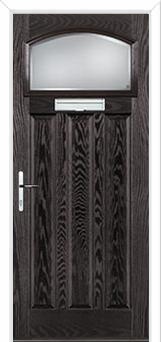 3 Panel 1 Square Kensington Composite Door in Black Brown