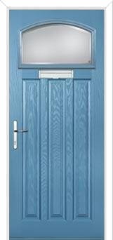 3 Panel 1 Square Kensington Composite Door in Pastel Blue