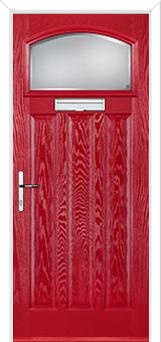 3 Panel 1 Square Kensington Composite Door in Poppy Red