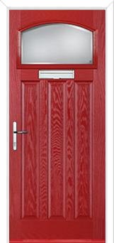3 Panel 1 Square Kensington Composite Door in Red