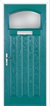 3 Panel 1 Square Kensington Composite Door in Turquoise Blue