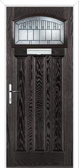 3 Panel 1 Square Prairie Composite Door in Black Brown