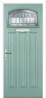 3 Panel 1 Square Prairie Composite Door in Chartwell Green