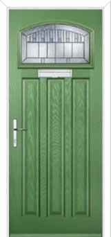 3 Panel 1 Square Prairie Composite Door in Fern Green