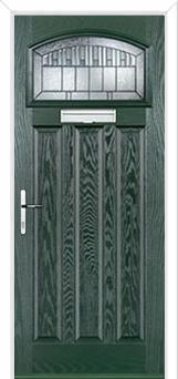 3 Panel 1 Square Prairie Composite Door in Green