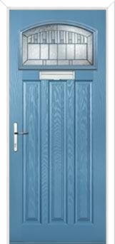 3 Panel 1 Square Prairie Composite Door in Pastel Blue