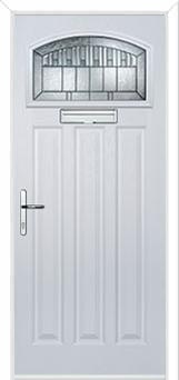 3 Panel 1 Square Prairie Composite Door in White