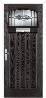 3 Panel 1 Square Reflection Composite Door in Black Brown