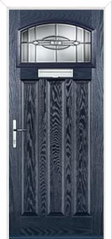 3 Panel 1 Square Reflection Composite Door in Blue