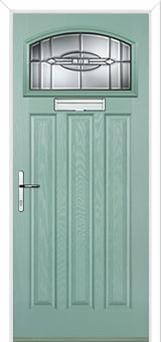 3 Panel 1 Square Reflection Composite Door in Chartwell Green