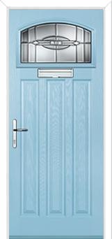 3 Panel 1 Square Reflection Composite Door in Duck Egg Blue