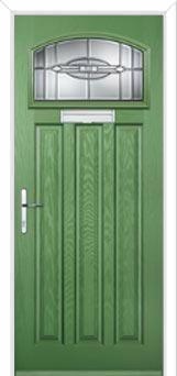 3 Panel 1 Square Reflection Composite Door in Fern Green