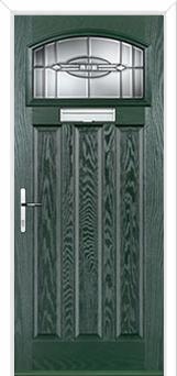 3 Panel 1 Square Reflection Composite Door in Green