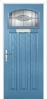3 Panel 1 Square Reflection Composite Door in Pastel Blue