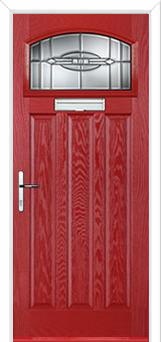3 Panel 1 Square Reflection Composite Door in Red