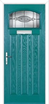 3 Panel 1 Square Reflection Composite Door in Turquoise Blue