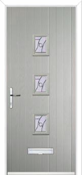 3 Square (centre) Abstract Composite Front Door in Agate Grey
