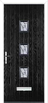 3 Square (centre) Abstract Composite Front Door in Black
