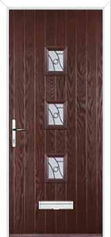 3 Square (centre) Abstract Composite Front Door in Darkwood