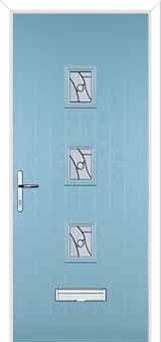 3 Square (centre) Abstract Composite Front Door in Duck Egg Blue