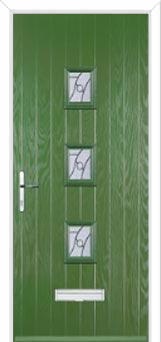 3 Square (centre) Abstract Composite Front Door in Fern Green