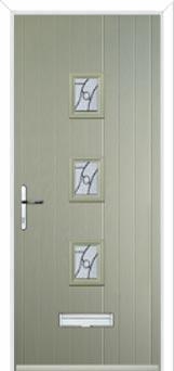 3 Square (centre) Abstract Composite Front Door in Pebble Grey