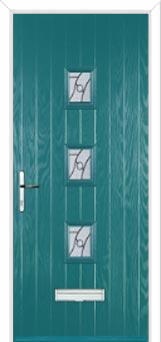 3 Square (centre) Abstract Composite Front Door in Turquoise Blue