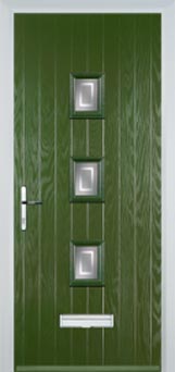 3 Square (centre) Enfield Composite Front Door in Fern Green
