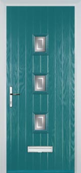 3 Square (centre) Enfield Composite Front Door in Turquoise Blue