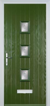 3 Square (centre) Staxton Composite Front Door in Fern Green