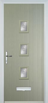3 Square (centre) Staxton Composite Front Door in Pebble Grey