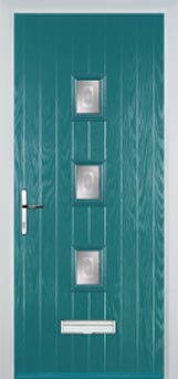 3 Square (centre) Staxton Composite Front Door in Turquoise Blue