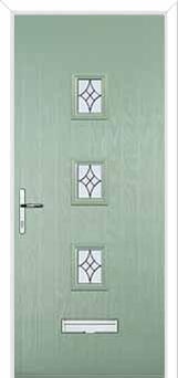 3 Square (centre) Elegance Composite Front Door in Chartwell Green