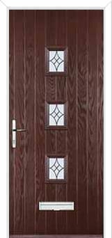 3 Square (centre) Elegance Composite Front Door in Darkwood