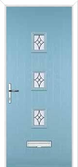 3 Square (centre) Elegance Composite Front Door in Duck Egg Blue