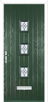 3 Square (centre) Elegance Composite Front Door in Green