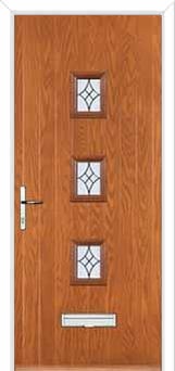 3 Square (centre) Elegance Composite Front Door in Oak