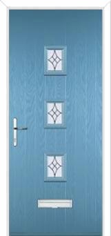 3 Square (centre) Elegance Composite Front Door in Pastel Blue