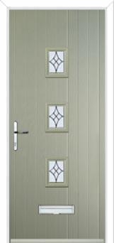 3 Square (centre) Elegance Composite Front Door in Pebble Grey