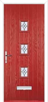 3 Square (centre) Elegance Composite Front Door in Red