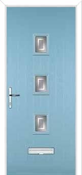 3 Square (centre) Enfield Composite Front Door in Duck Egg Blue