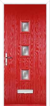 3 Square (centre) Enfield Composite Front Door in Poppy Red
