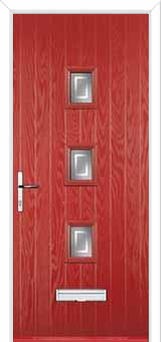 3 Square (centre) Enfield Composite Front Door in Red